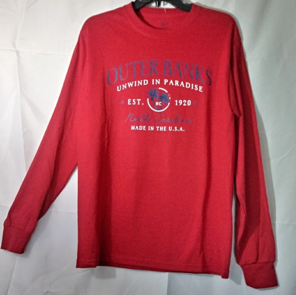 Fruit of the loom red long sleeve Outer Banks shirt